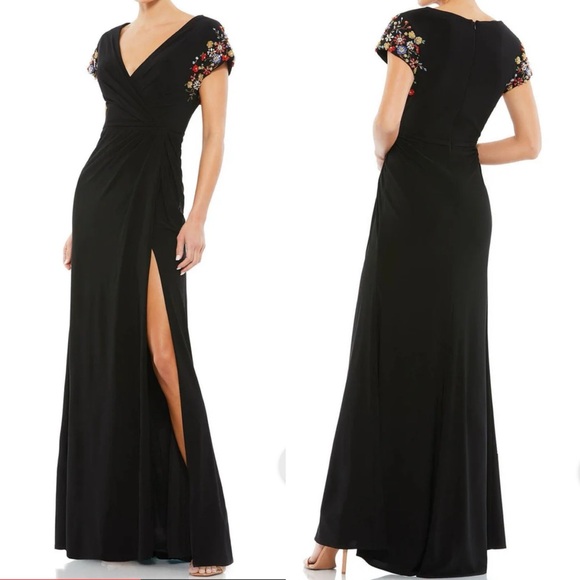 NWT Mac Duggal 55709 - Floral Beaded Mother of the Bride Gown in Black 6